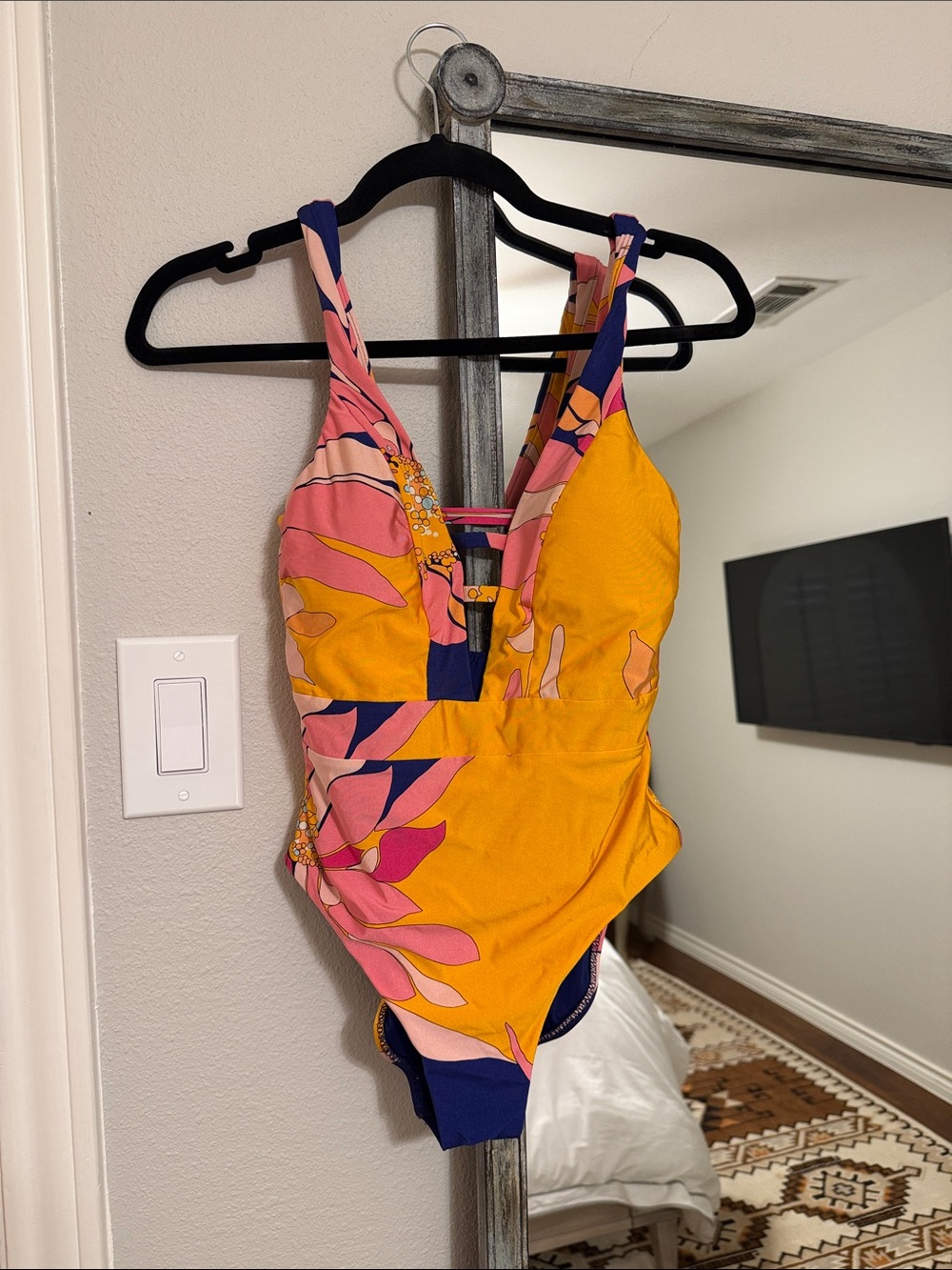 Trina Turk Vibrant Floral One-Piece Swimsuit in Yellow & Pink